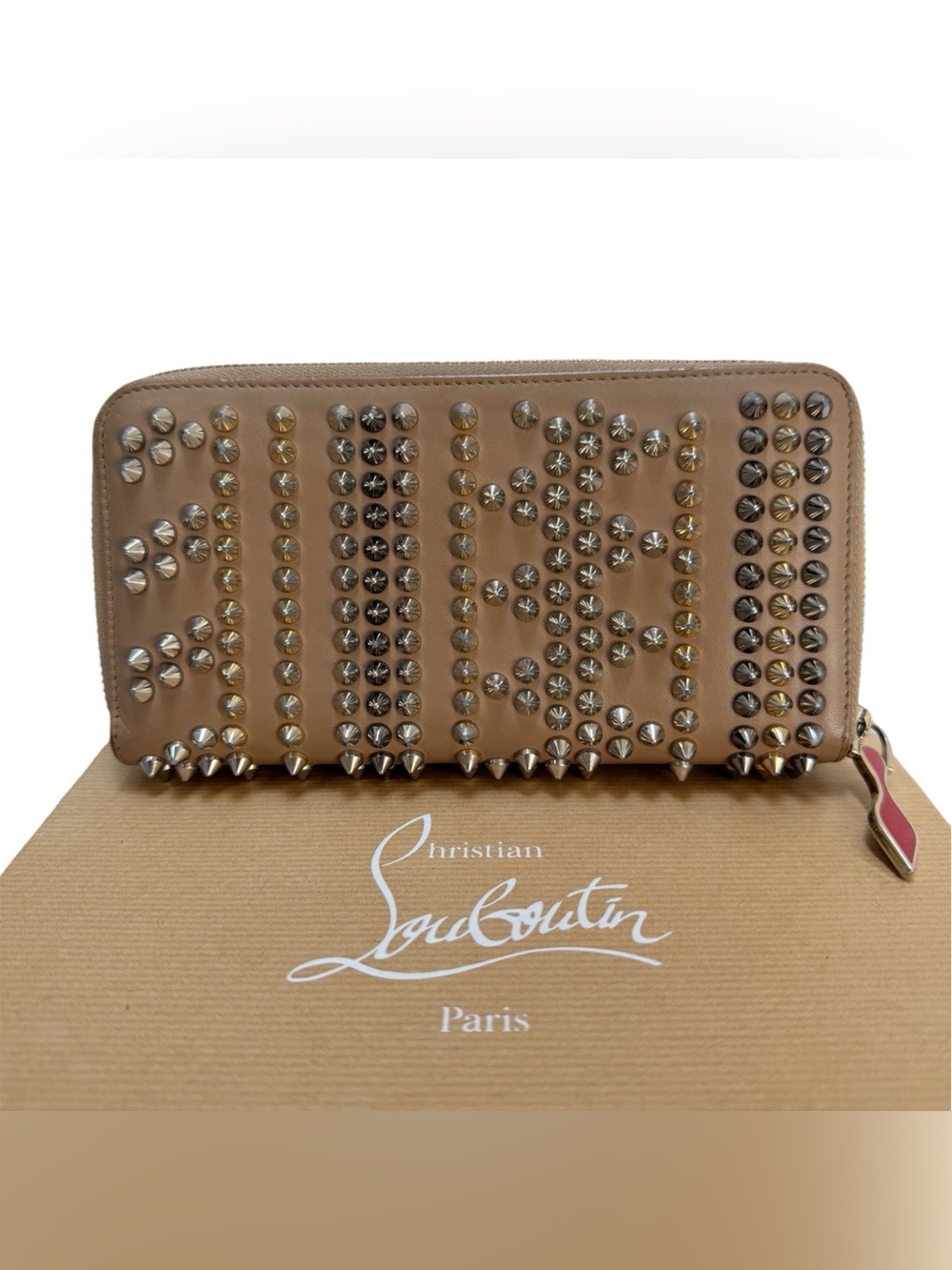 Christian Louboutin Panettone Leather Spikes Zip Wallet